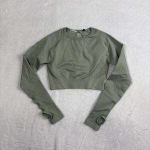 AYBL Empower Seamless Long Sleeve‎ Green Crop Top Active Women's Small